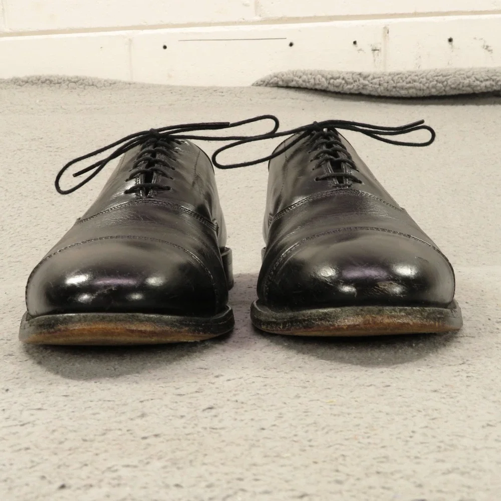 Allen Edmonds Mens 9.5 D Fifth Avenue Black Cap Toe Leather Oxford Shoes 5705